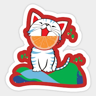 Grapefruit Kitty Sticker